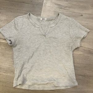 Ardene Light Gray Ribbed Crop Top